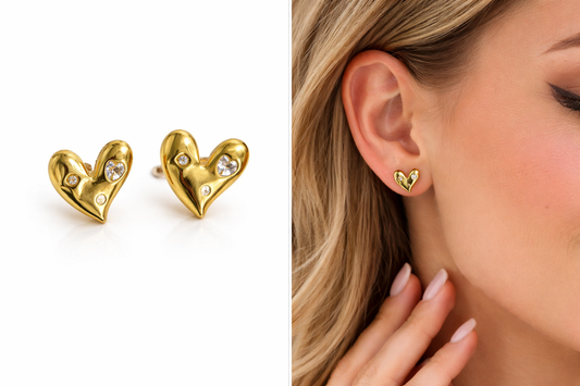 Heart pearl oorbellen